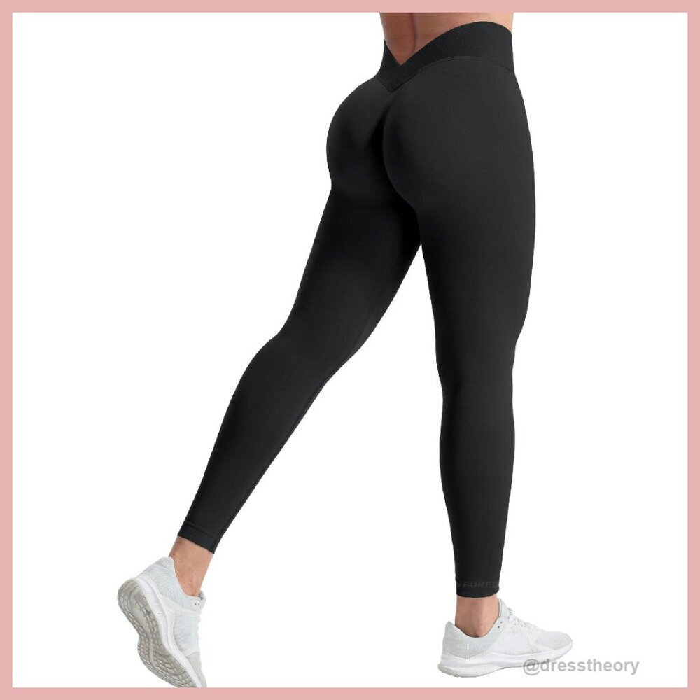 High Waisted Seamless Leggings V Back Scrunch Butt Lifting Workout Yoga - Picture 1 of 8